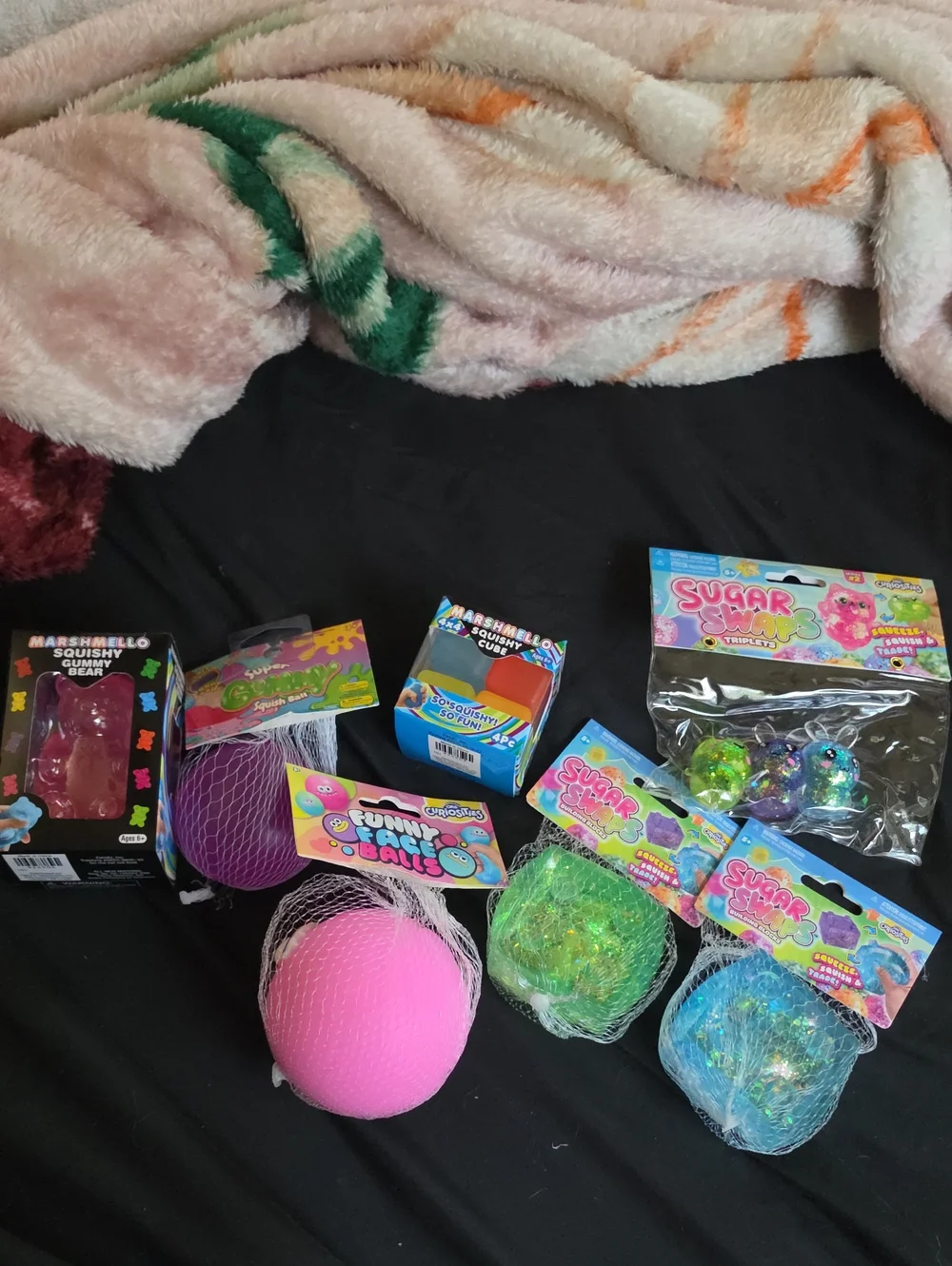 Assorted Squishy Sensory Toys - Pink, Purple, Blue, Green